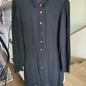 Reformation Black Button-Up Dress